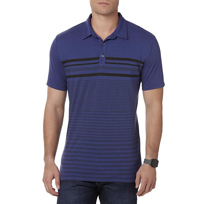 Structure Men's Slim Fit Polo Shirt - Striped Blue
