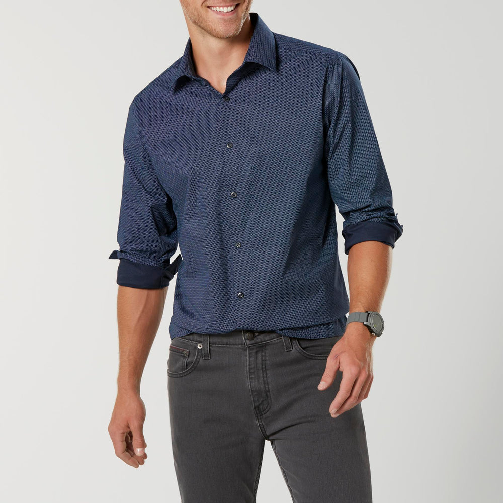 Structure Men's Poplin Modern Fit Flex Dress Shirt