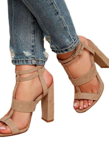 Women High Chunky Block Heels Sandals Buckle Ankle Strappy Slingback Party Shoes