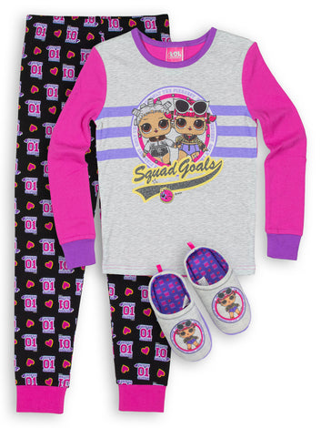 Girl's 2-Pece Pajama Set with Matching Clog Slippers (Little Girls & Big Girls)