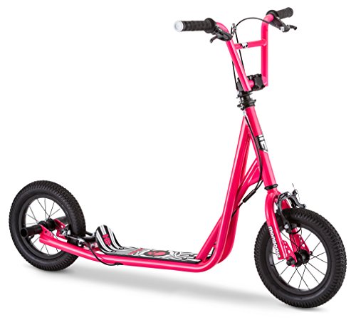 Mongoose Expo Youth Scooter, Front and Rear Caliper Brakes, Rear Axle Pegs, 12-Inch Inflatable Wheels, Available in Multiple Colors