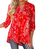 Bohemian 3/4 Sleeve V Neck Floral Print Shirt