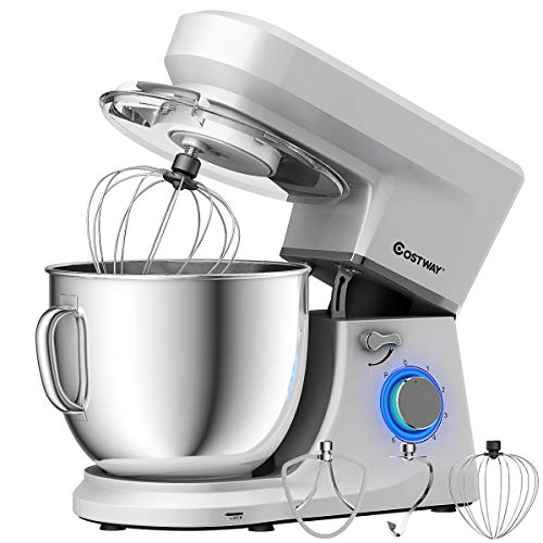 COSTWAY Stand Mixer, 6-Speed 7.5 QT Tilt-head Electric Kitchen Food Mixer 660W with Stainless Steel Bowl, Dough Hook, Beater, Whisk