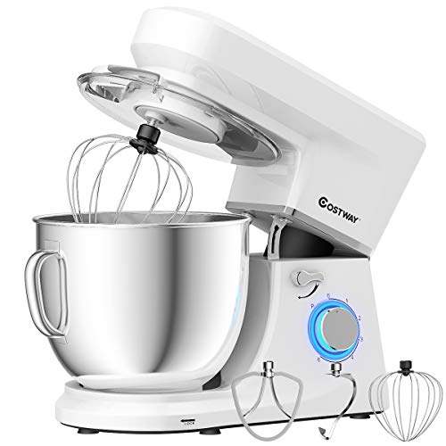 COSTWAY Stand Mixer, 6-Speed 7.5 QT Tilt-head Electric Kitchen Food Mixer 660W with Stainless Steel Bowl, Dough Hook, Beater, Whisk